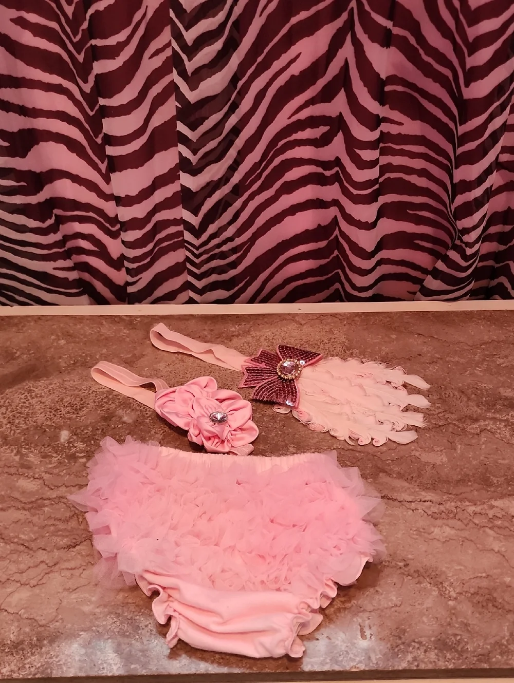 Baby Girls Pink Ruffle Bloomers & Headband Set